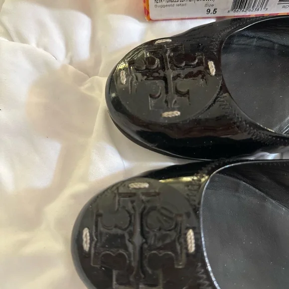 Tory Burch Black patent Leather REVA BALLET Slip-on Everyday Biz-Casual FLATS - Picture 3 of 8